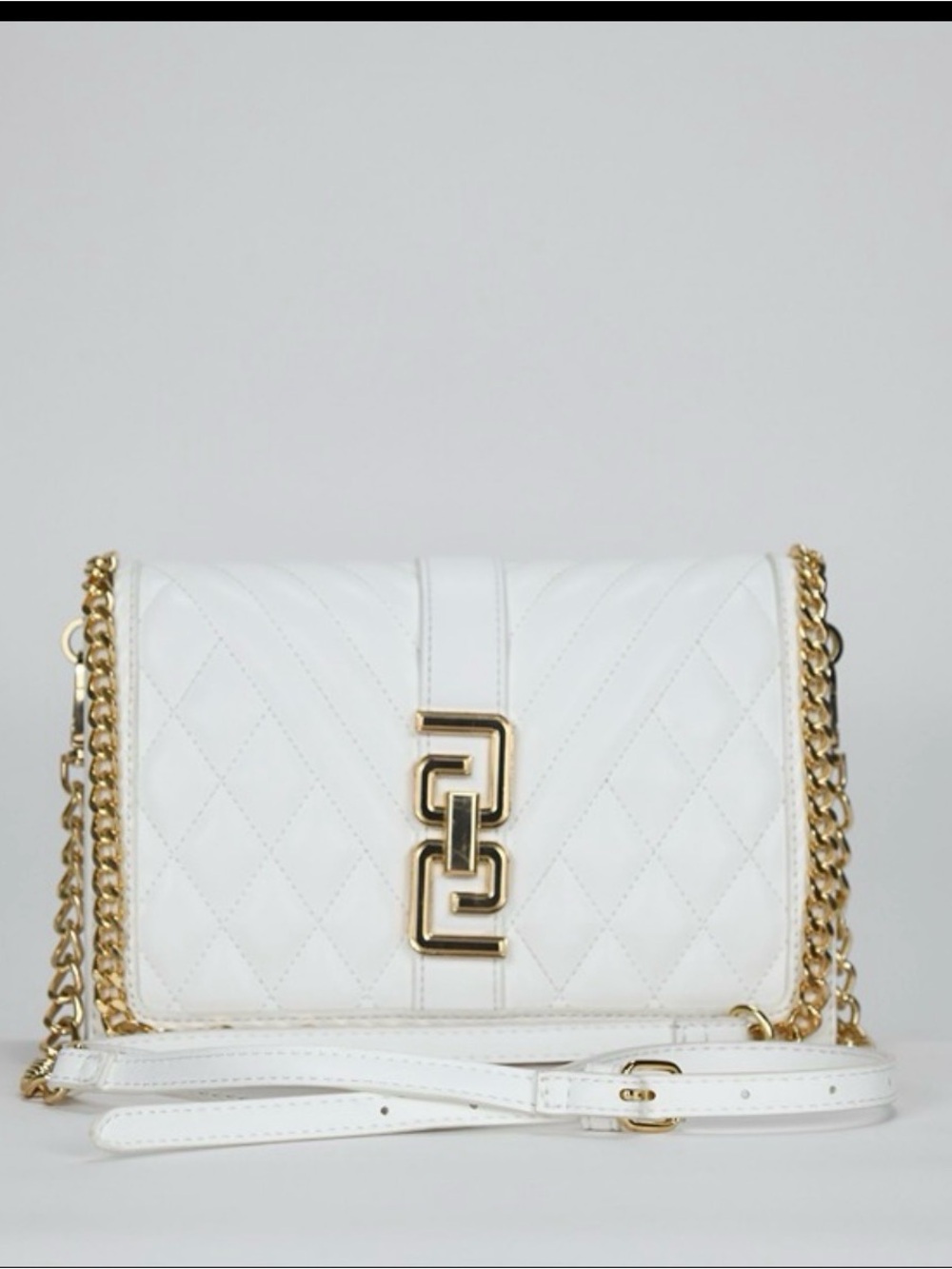 Aldo White NWT Quilted Shoulder/ Crossbody Handbag Gold Hardware Baussey